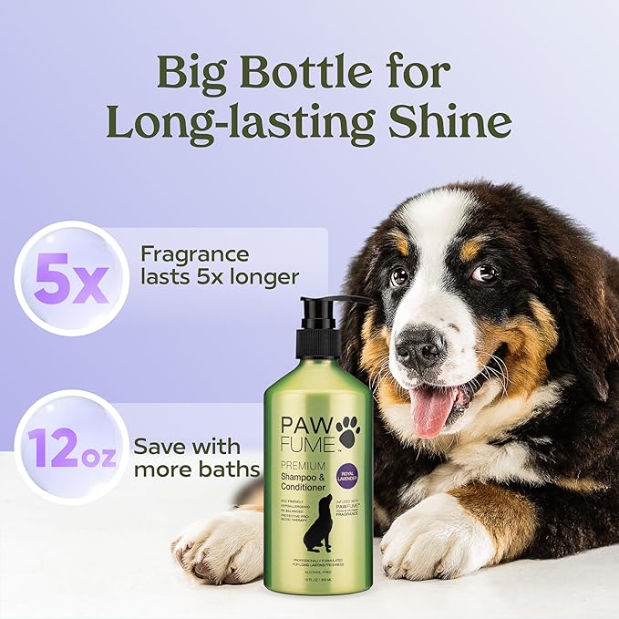 Pawfume Dog Shampoo and Conditioner – Hypoallergenic Dog Shampoo for Smelly Dogs – Best Dog Shampoos & Conditioners – Probiotic Pet Shampoo for Dogs – Best Dog Shampoo for Puppies (Royal Lavender)