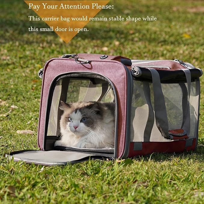 HSC PET Pink Pets Carrier for Large Medium Cat, Soft-Sided Small Dog Carriers Fit Kitties Rabbit Puppy, Bunny Carriers Pet Privacy Protection Travel Bag