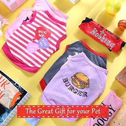 8 Pieces Pet Shirts Printed Puppy Shirts Soft Dog Shirt Pullover Dog T Shirts Cute Dog Sweatshirts Valentine's Day Puppy Girl Clothes Dog Outfits Small Dog for Pet Dogs Cats (Classic Pattern