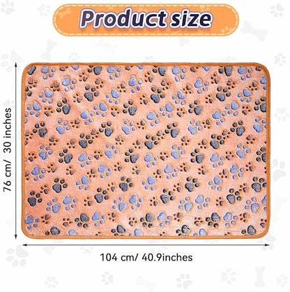 4 Pcs Pet Blanket Dog Puppy Blanket Paw Print Fleece Blanket for Small Medium Pet Dog Cat Warm Soft Sleep Mat Guinea Pig Cage Liners Blanket (Coffee,Large(41 x 30 Inch))