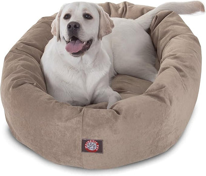 Majestic Pet 40 Inch Micro Velvet Calming Dog Bed Washable – Cozy Soft Round Dog Bed with Spine for Head Support 40x29x9 (inch)