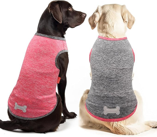 KYEESE 2 Pack Dog Shirts Quick Dry Soft Stretchy Dog T-Shirts with Reflective Label Tank Top Sleeveless Vest Sun Protection Dog Clothes for Medium Dogs 2XL
