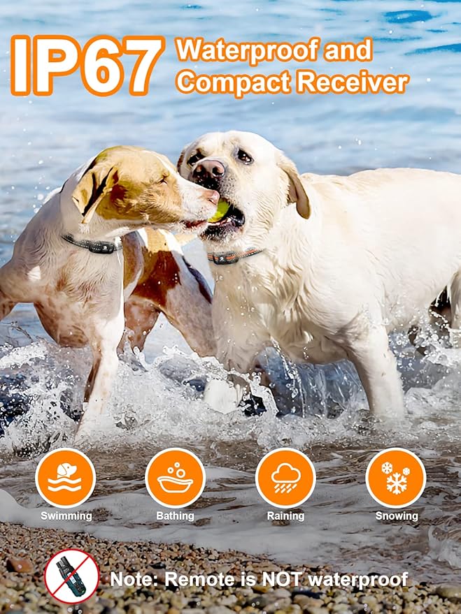 Bousnic Dog Shock Collar 2 Dogs (5-120Lbs) 3300 ft (1-8) Vibration (1-16) and (1-99) Modes