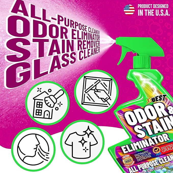 BEST Odor Eliminator for Strong Odor & Stain Remover Spray All Purpose Cleaner. Carpet