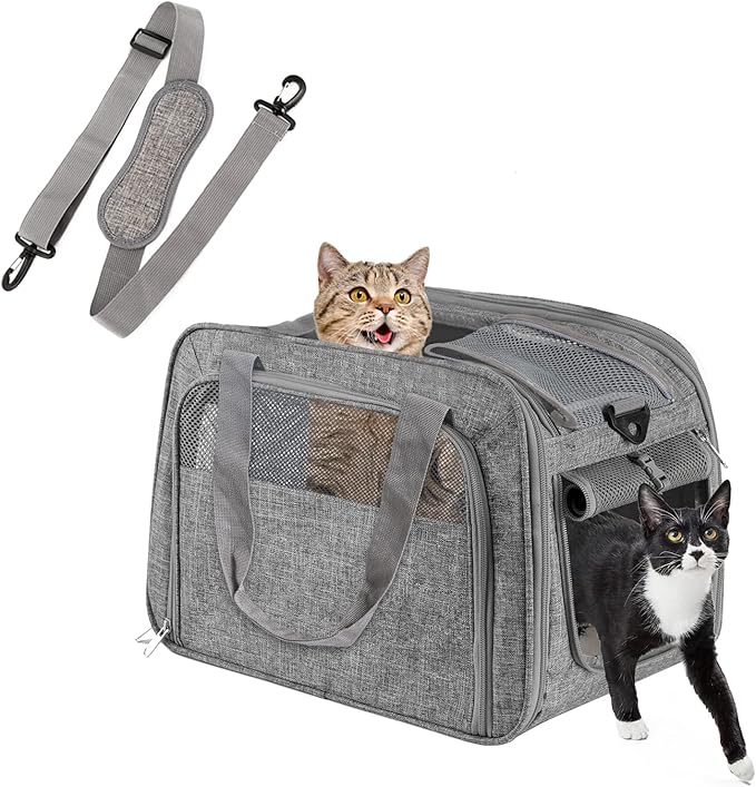 Soft Pet Carrier Breathable Mesh Window - Cat Carrier Airline Approved Underseat - TSA Approved Dog Carrier for Small Cats Puppy Soft Sided Dog Airplane Carrier up to 12 lbs Top Loading