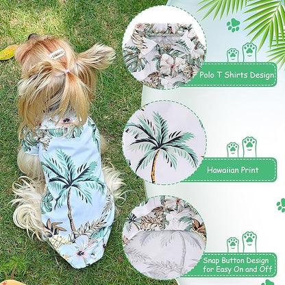 Dog Hawaiian Shirt Hawaii Style Summer Dog Clothes Boy Girl Breathable Cool Costume Beach Seaside Sweatshirt for Small Puppy Polo T-Shirt Pet Outfit