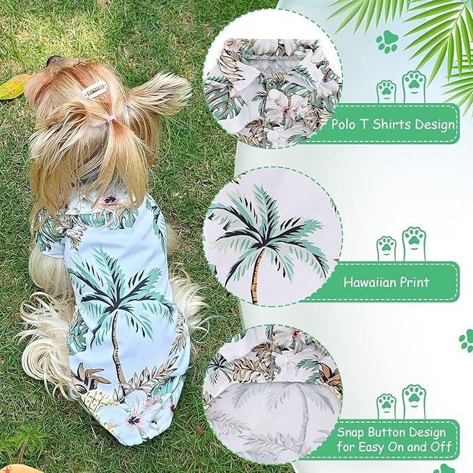 Dog Hawaiian Shirt Hawaii Style Summer Dog Clothes Boy Girl Breathable Cool Costume Beach Seaside Sweatshirt for Small Puppy Polo T-Shirt Pet Outfit
