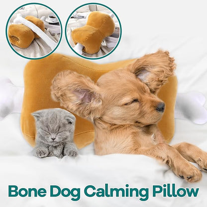 MABOZOO Bone Shaped Dog Calming Pillow for Large and Medium Dogs,Dog Neck Pillow for Dogs & Cats,Machine Washable Pet Calming Toy for Joint Relief Sleeping Improve