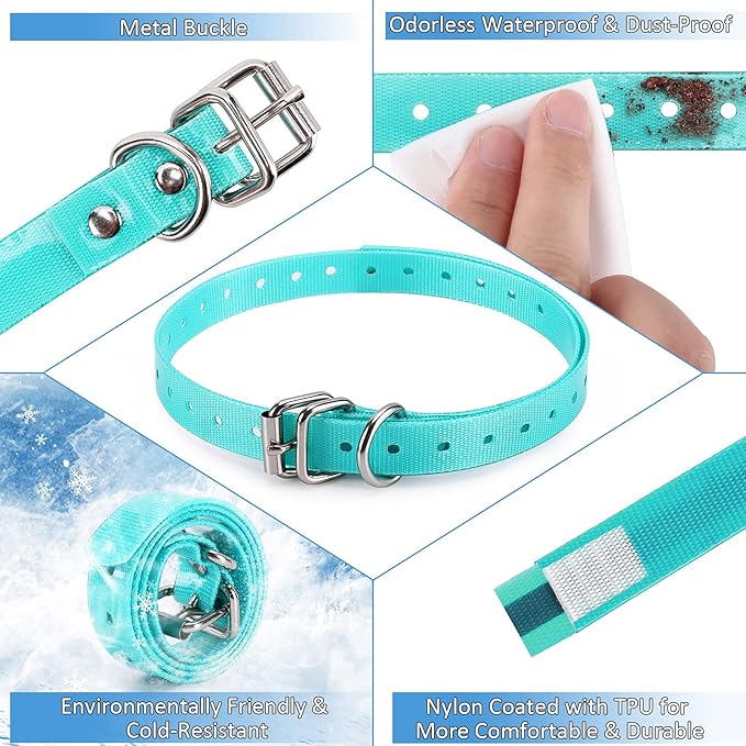 Replacement Collar Strap 3/4',Adjustable,Metal Buckled,Waterproof Pack2)