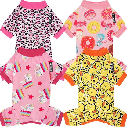 XPUDAC 4 Pack Dog Pajamas Soft Strechy Duck Apparel-3X-Large