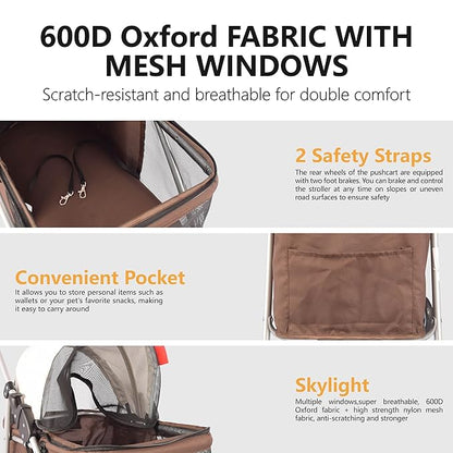 Puppy Small Dog Stroller 33lbs (Coffee)