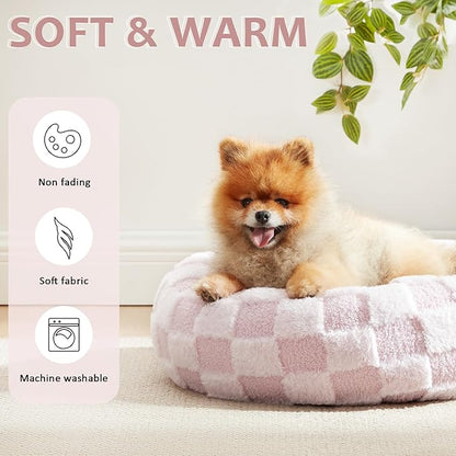 Love's cabin Round Donut Cat and Dog Cushion Bed 20in Pet