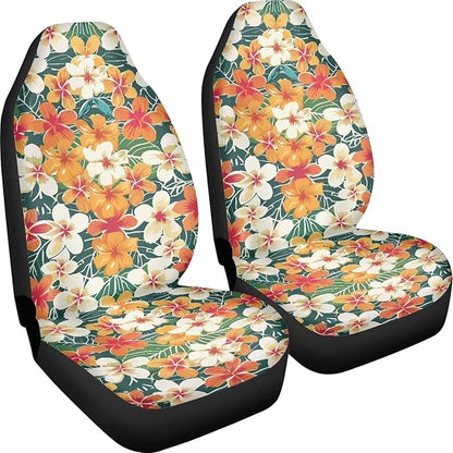 UNICEU Hawaiian Hibiscus Automotive Seat Covers 2Pcs Car