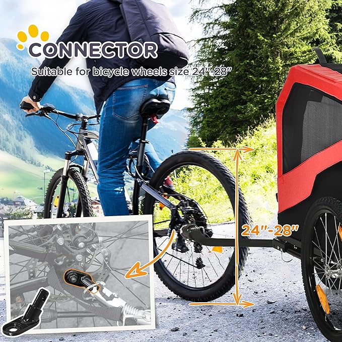 Aosom 2-in-1 Dog Bike Trailer Pet Stroller Carrier for Large Dogs with Hitch