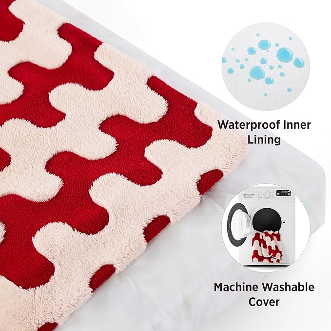 Lesure Large Dog Beds-Thick Shredded Chopped Foam Pet Bed Bottom(36'x27', Red)