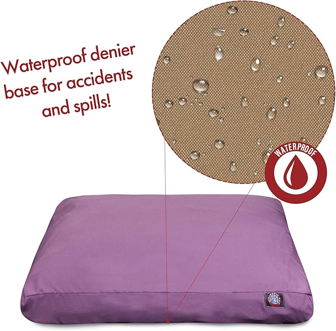 Solid Lilac Small Rectangle Indoor Outdoor Pet Dog Bed With Removable Washable Cover By Majestic Pet Products