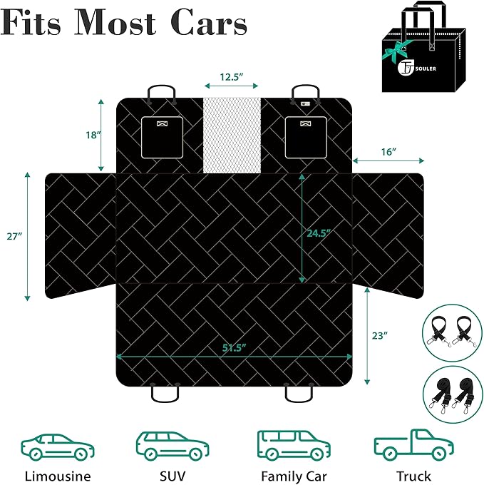 Hard Bottom Dog Car Seat Cover for Back Seat