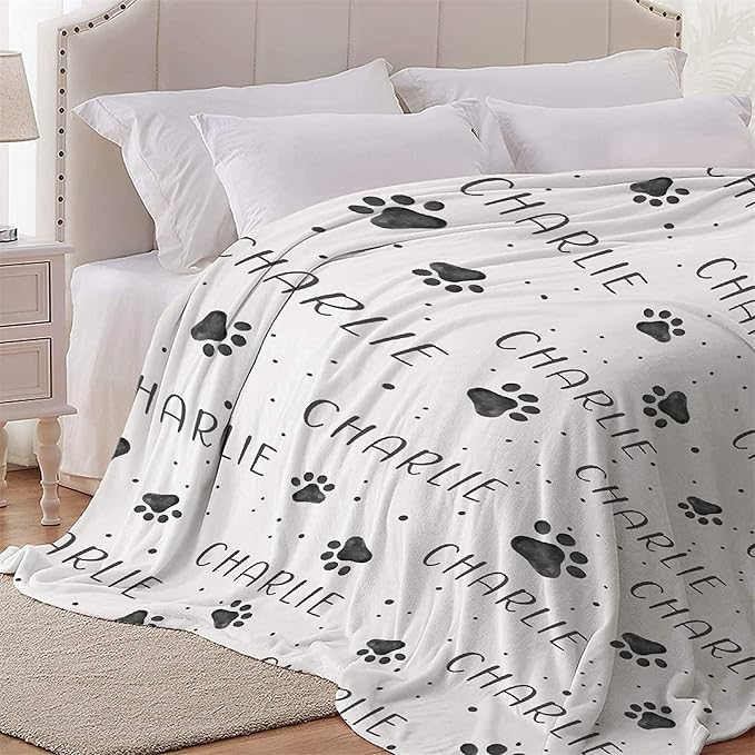 Personalized Dog Blankets Dog Paw Print Blanket Puppy Blanket 120"x90" for