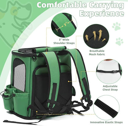 Cat Carrier Backpack with Wheels, Expandable Rolling Pet Carrier with Breathable Mesh, Removable Cat Dog Backpack Carrier with Storage Pocket for Small Medium Cat Dog Under 20LBS