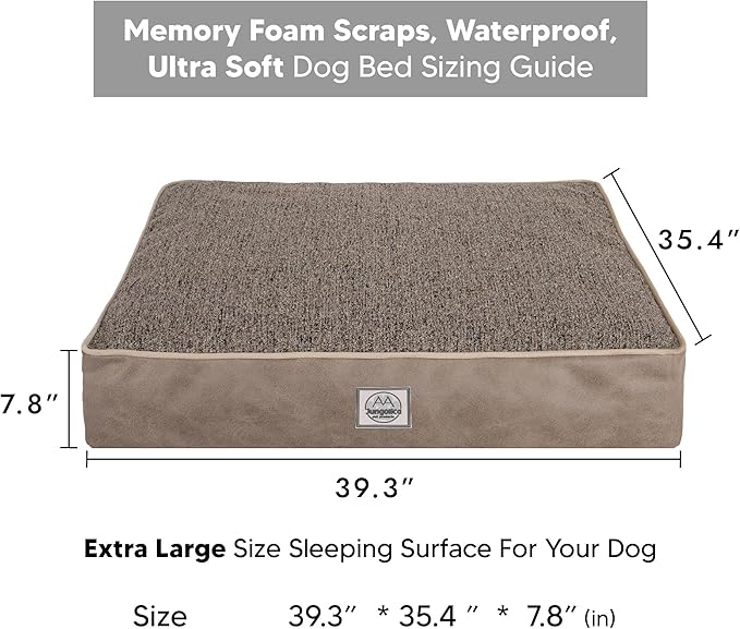 Memory Foam Dog Bed for Extra Large Dogs- Waterproof Dog Bed Mat with Removable Washable Cover