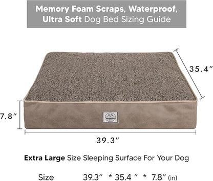 Memory Foam Dog Bed for Extra Large Dogs- Waterproof Dog Bed Mat with Removable Washable Cover
