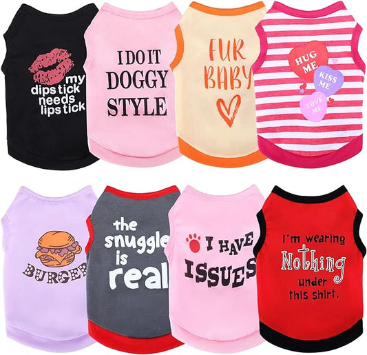 8 Pieces Pet Shirts Printed Puppy Shirts Soft Dog Shirt Pullover Dog T Shirts Cute Dog Sweatshirts Valentine's Day Puppy Girl Clothes Dog Outfits Small Dog for Pet Dogs Cats (Classic Pattern
