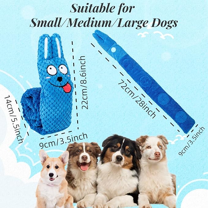 Squeaky Dog Puzzle Toys Interactive Plush Dog Toys Snuffle Mat for Dogs IQ Training Toys Foraging Instinct Training Puppy Toys for Small, Medium, and Large Dogs (Blue Rabbit)