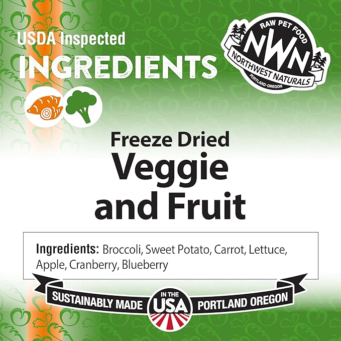 Northwest Naturals Freeze-Dried Veggie & Fruit Functional Topper - for Dogs & Cats - Healthy, Limited Ingredients, Human Grade Pet Food, All Natural - 5 Oz (Packaging May Vary)(Pack of 2)