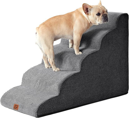 EHEYCIGA Curved Dog Stairs for High Beds 22.6" H 5-Step Dog
