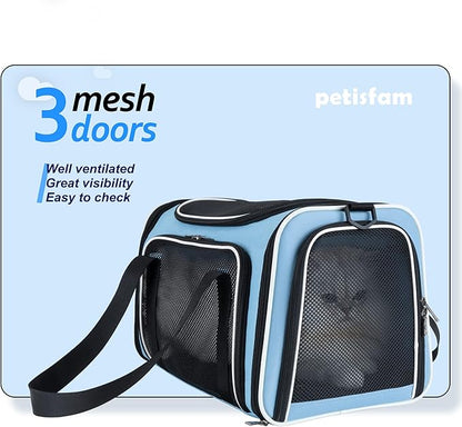 petisfam Soft Pet Travel Carrier Bag for Medium Cats and Puppy. Easy Vet Visit, Airline Approved, Top Loading, Easy Storage