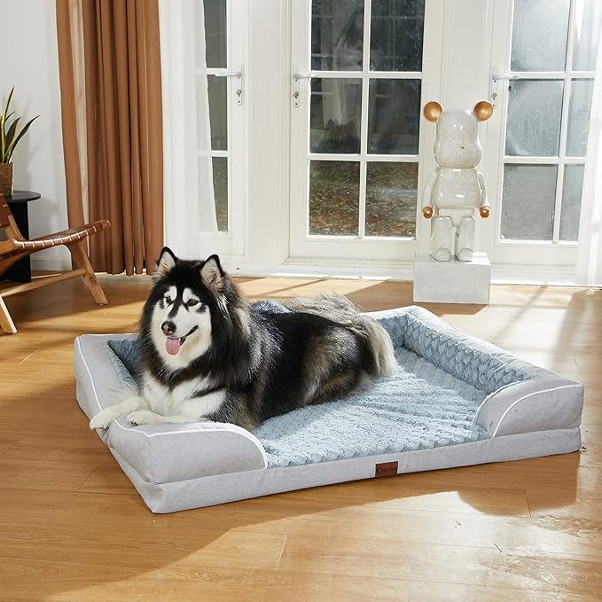 Memory Foam Large Dog Bed with Bolsters