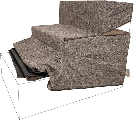 Best Pet Supplies Foldable Pet Stairs Cover for Foam Dog Ramps 3-Step
