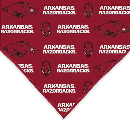 NCAA Officially Licensed Bandana for Dogs and Cats | Fits Pets Great Gift Idea | Easy-to-Tie (Small, Arkansas Razorbacks)