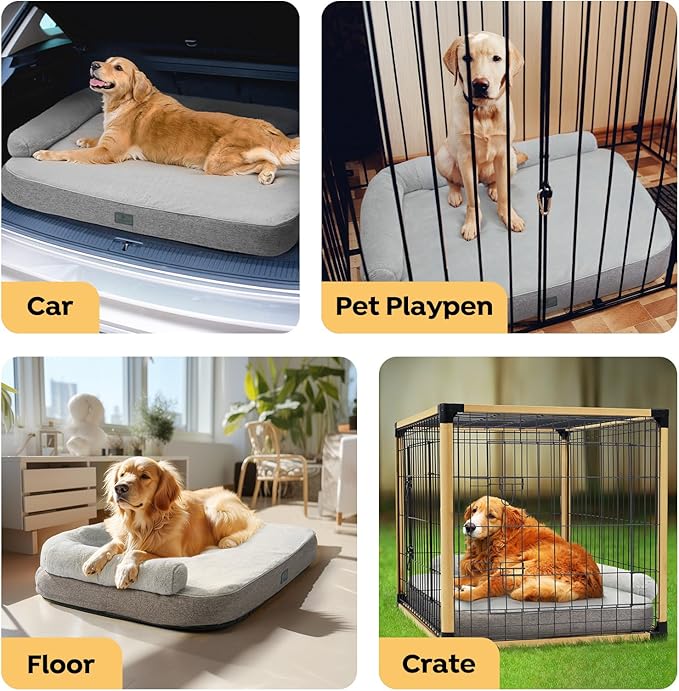 Veehoo Orthopedic Dog Bed with Bolster for Medium Large Dogs 60 lbs,