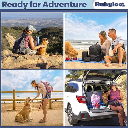 The Original Doggy Bag™ Backpack by Rubyloo - Dog Travel Bag Backpack for Dog Supplies with Laptop Sleeve, 2 BPA-Free Travel Dog Bowls, Treat Bag, Food Container, Placemat - Camping, Hiking, Travel