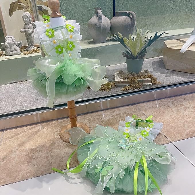 Dog Princess Dresses for Small Dogs Lolita Clothes Butterfly Costume Pet Girl Cute Coat Outfits Summer Costumes Puppy Handmade Skirt Cat Spring (L