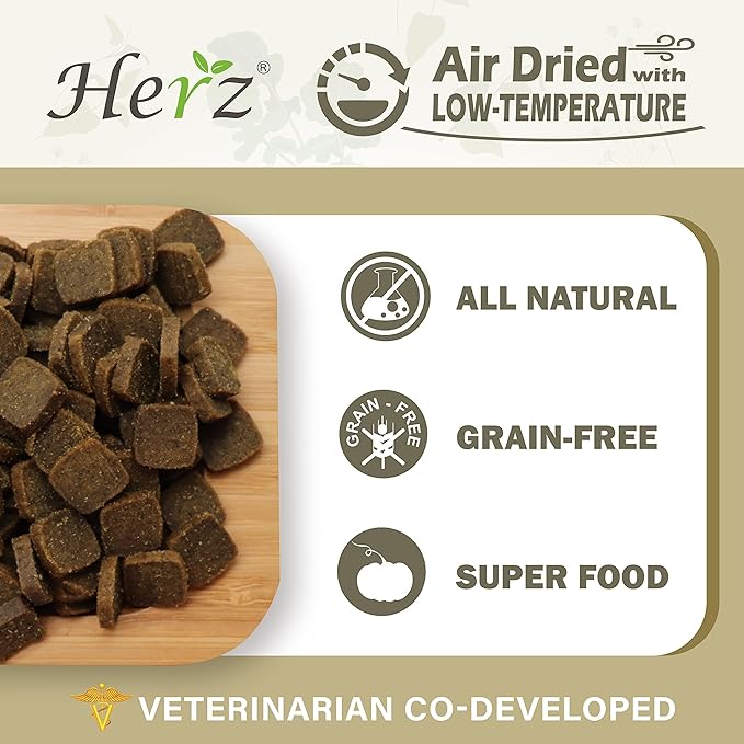 Herz Air-Dried Dog Food – Pack of 3 – New Zealand Grass-Fed Beef Recipe, Single Pure-Meat, Grain Free, All Natural, High Protein, Limited Ingredients 3.5 oz