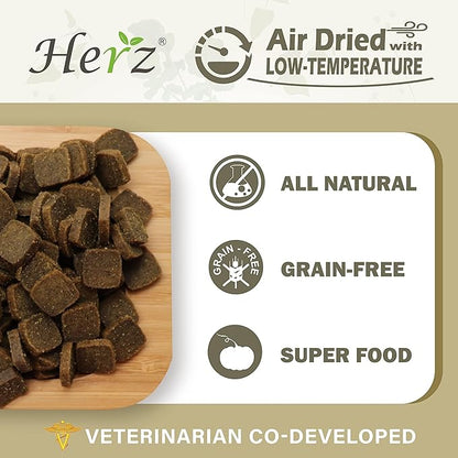 Herz Air-Dried Dog Food – Pack of 3 – New Zealand Grass-Fed Beef Recipe, Single Pure-Meat, Grain Free, All Natural, High Protein, Limited Ingredients 3.5 oz