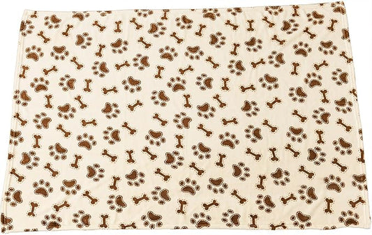 SPOT Snuggler Bone/Paws Blanket - Ultra Soft Dog Blanket, Machine Washable, Use in Pet Beds, Protect Furniture, Travel with in Car, Snuggle in Crate - 40" x 60" Cream with Bone and Paw Print Design