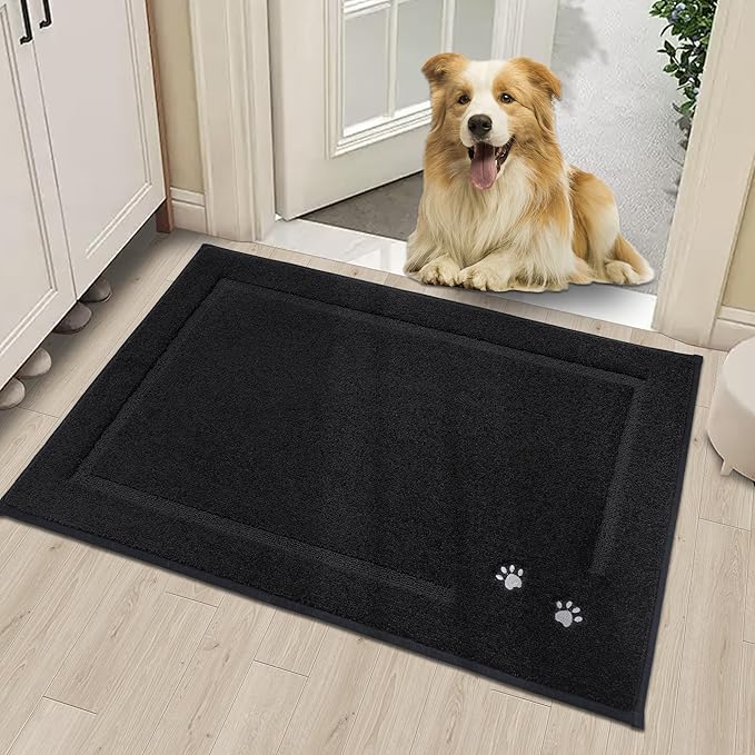 BEQHAUSE Dog Door Mat for Muddy Paws Dirt Trapper Absorbent Entryway Rug Non-Slip Washable Dog Mat Low-Profile Indoor Door Mats Soft Welcome Mat for Muddy Wet Shoes and Paws 24"x36"
