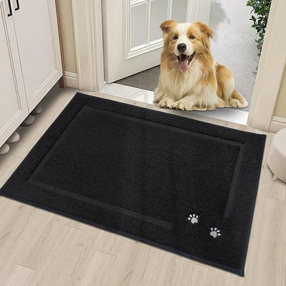 BEQHAUSE Dog Door Mat for Muddy Paws Dirt Trapper Absorbent Entryway Rug Non-Slip Washable Dog Mat Low-Profile Indoor Door Mats Soft Welcome Mat for Muddy Wet Shoes and Paws 24"x36"