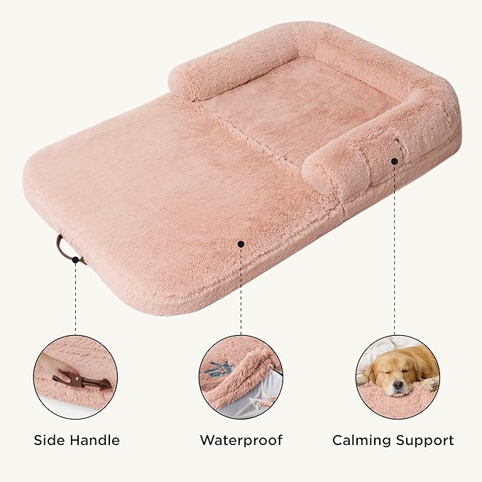 Bedsure Foldable Human Dog Bed for Kids 2 in 1 Calming