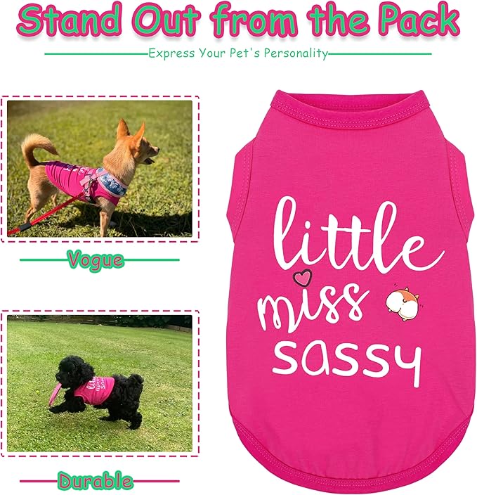 Paiaite Dog Clothes Fashionable Sleeveless Pet Vest: 'Little Miss Sassy' Printed Cotton Dog Shirt, Ideal for Small, Medium, and Large Breeds, Ensuring Comfort and Breathability Rose Red 4XL