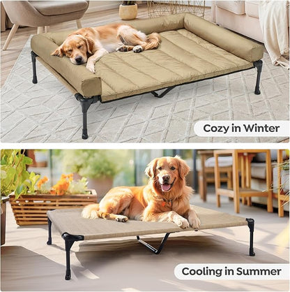 Veehoo Cooling Elevated Dog Bed + Waterproof Removable Pillow-Top Mat CWC2331B