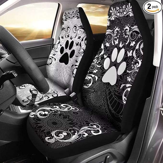 Boho Floral Paw Print Car Seat Covers 2