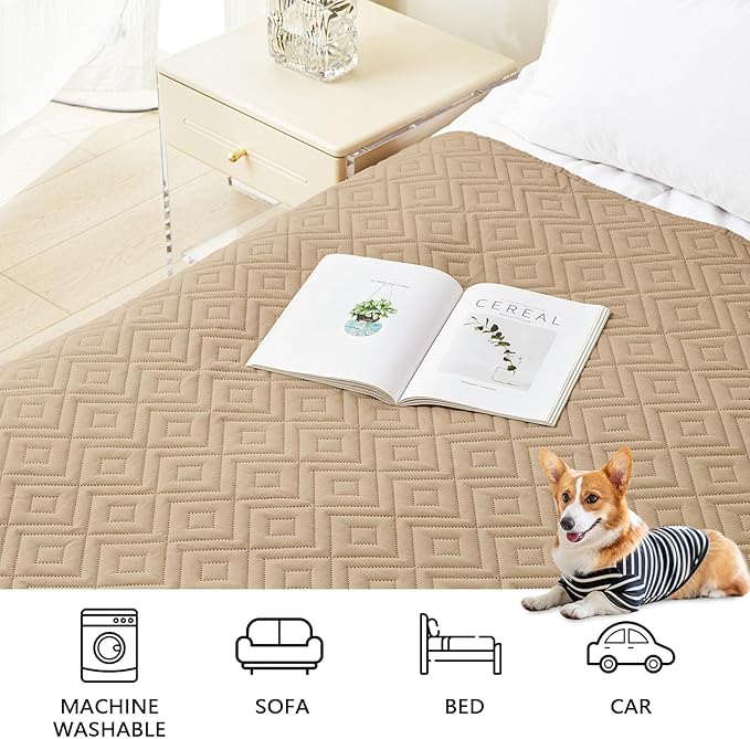 hyha Waterproof Dog Blanket, Soft Dog Bed Cover Pet Blankets, Waterproof Sofa Couch Cover for Dogs Washable, Reversible Pet Couch Covers for Sofa Furniture (68x82 Inch, Camel/Beige)