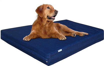 Dogbed4less Extra Large Orthopedic Waterproof Memory Foam Dog Bed with Durable Denim Cover for Large Dogs and Extra Pet Bed Cover 47X29X4 Fits 48X30 Crate