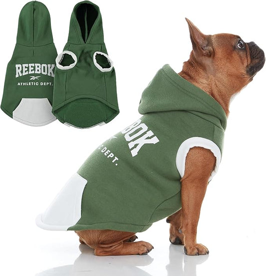 Reebok Dog Hoodie – Fleece Dog Sweater with Leash Hole