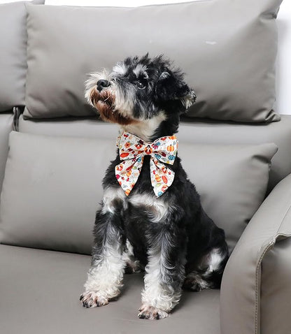 Unique Style Paws Cotton Dog Collar with Bow