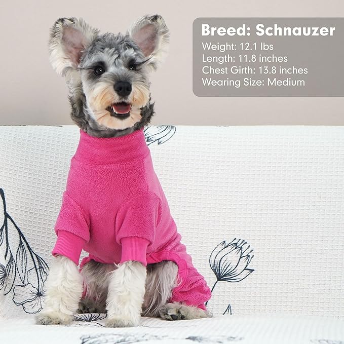 cyeollo Dog Pajamas for Small Dogs Girls Thermal Fleece Dog Pjs Winter Jumpsuit for Dogs Onesie Warm Coat Stretchable Dog Clothes